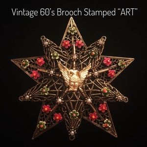 Vintage Star Eagle Brooch Stamped ART